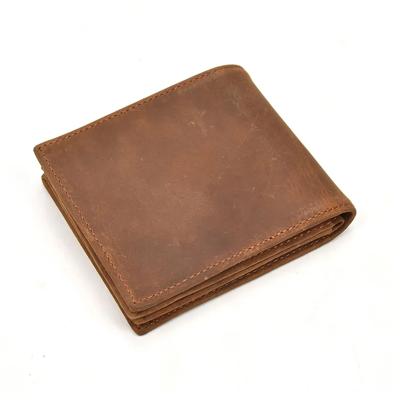 Luufan модный винтажный кожаный кошелек с тремя сложениями из натуральной кожи мужской короткий кошелек из воловьей кожи Карманный Кошелек для мужской деловой карты кошелек