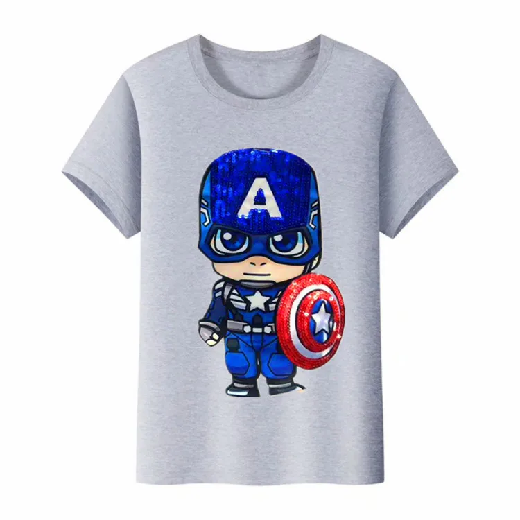 Детская Хлопковая футболка с коротким рукавом и блестками 3 цвета|Футболки| |