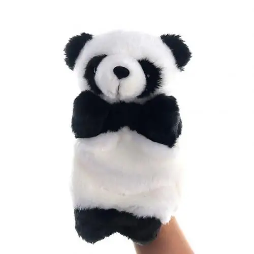 В виде милой панды ручной Кукла Плюшевая Кукла Детский сад Развивающие игрушки для детей театр светодиод автомобильной шины CAN - Цвет: black white