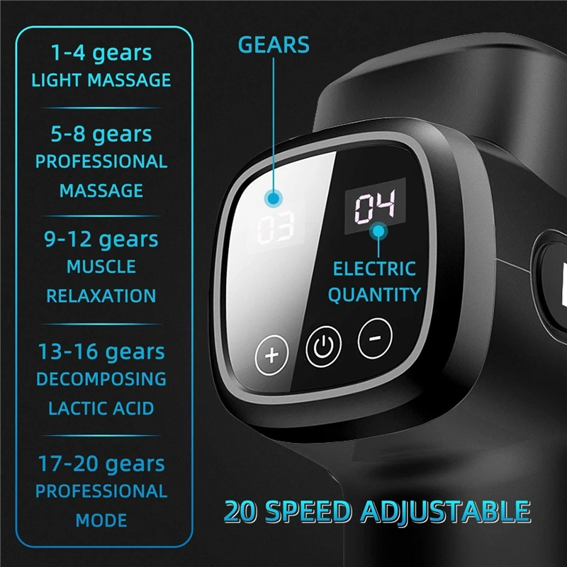 LCD Touch Massage Gun Fashion Multifunctional Vibro Body Neck Foot Mucle Massager Deep Tissue Muscle Relaxing Machine 20 Speeds