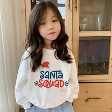 

Grils Christmas Letters Sweatshirt Wimter New Children's Clothing Anime Loose Casual Clothes Young Children For Grils Cute