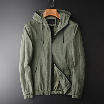 

New Male Jacket Autumn New Waist Contraction Design Hoodies Mens Jackets And Coats Hight Quality Green Slim Fit Man Jackets 4XL