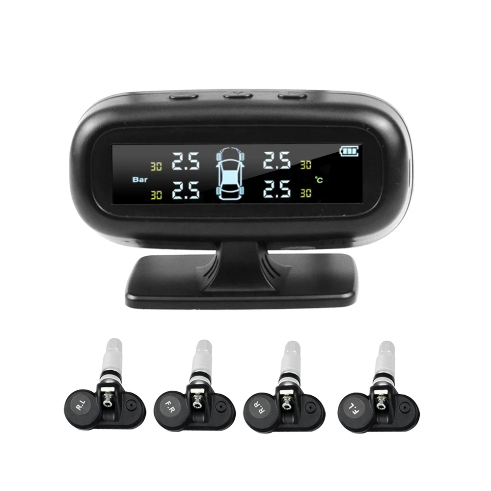 2020 Solar TPMS Car Tire Pressure Alarm Monitor System Display Intelligent Temperature Warning Fuel Save with 4 Sensors tpms