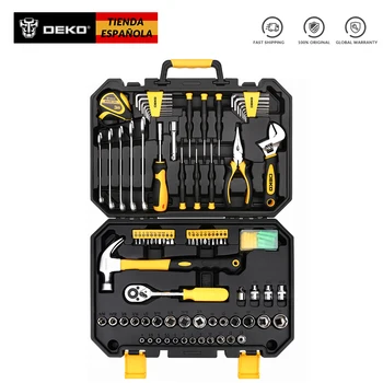 

DEKO 128 Pcs Heraamientas de Mano Herramienta multifuncion Con Cajas Plásticas , Llave Inglesa , Destornillador