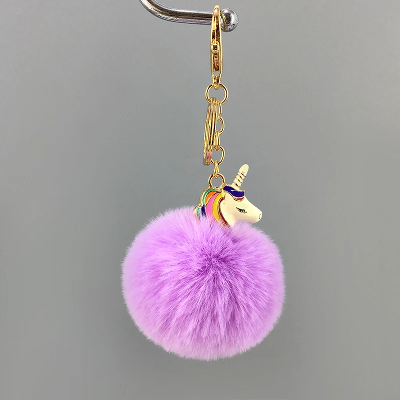 Креативный Франк цвет Сплав Единорог волос мяч брелок кулон дамская сумочка аксессуары прямые продажи с фабрики - Цвет: purple
