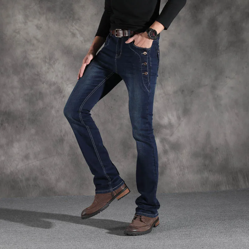 

Boot Cut Flared Jeans Men Vintage Stretch Regular Fit Jeans Male Casual Mens BootCut Jeans Men Trousers 2020 Fashion Blue