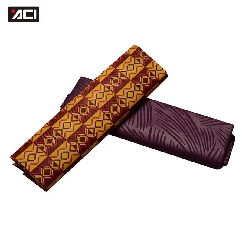 

ACI 2019 Veritable Real Wax African Ankara Fabrics 2+2Yards Embossing Polyester Wax Ghana Kente Fabric Tissu Africain For Sewing