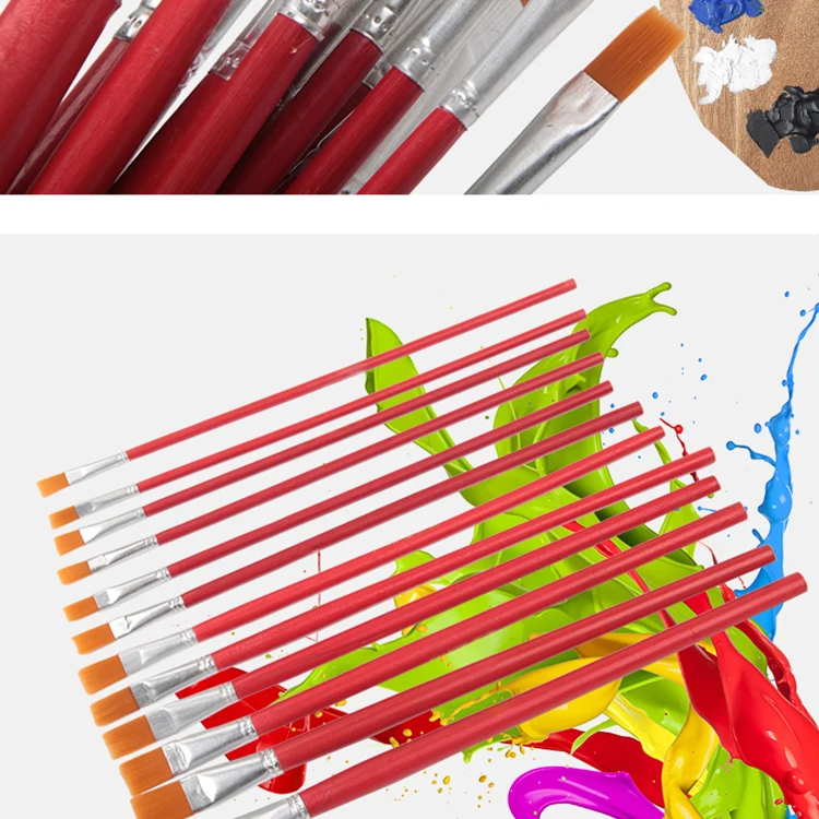 Красный стержень нейлоновая кисть Nylonhair Ручка Кисть для рисования акварелью гуашь ручка для рисования плоская кисть для детей DIY художественные канцелярские принадлежности
