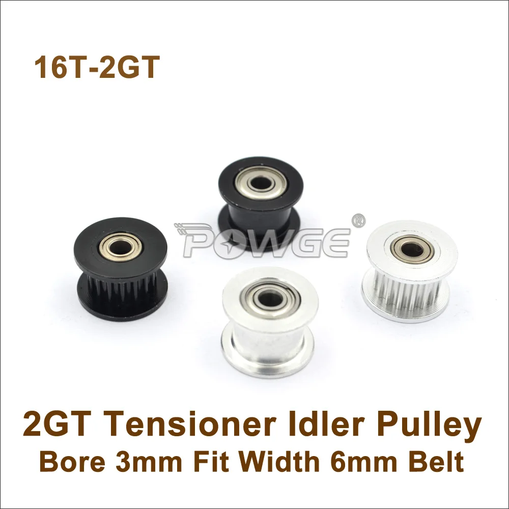 Powge Pcs 16 Dentes 2gt Idler Pulley Bore mm de Largura mm Cinto 2gt 16 Dentes 16 t 2m Gt2 Passiva 162gt Polia com Rolamento