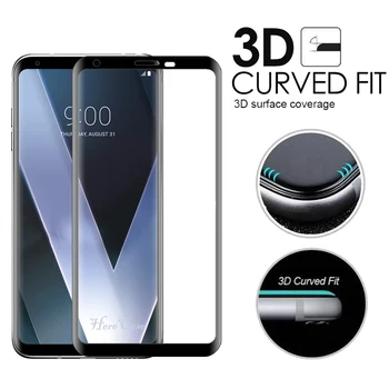 Перейти на Алиэкспресс и купить HereCase 3D изогнутый край Полное покрытие закаленное стекло для LG V30 V30S V35 V40 V50 G8 G7 Plus ThinQ Защитная пленка для экрана
