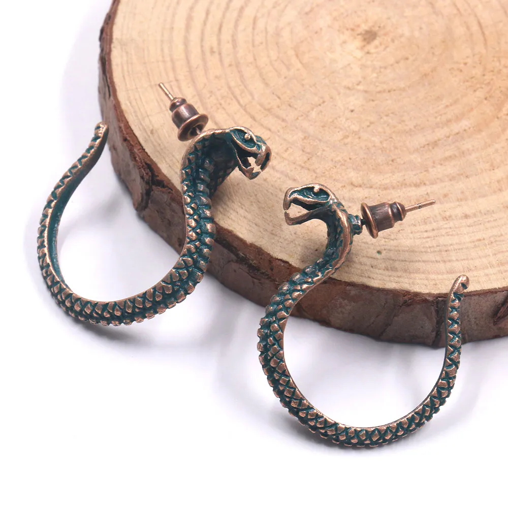

New Fashion Vintage Metal Snake Drop Earrings Punk Style Lively Animal Ear Accessories Zinc Alloy Personalized Ear Jewelry Gift