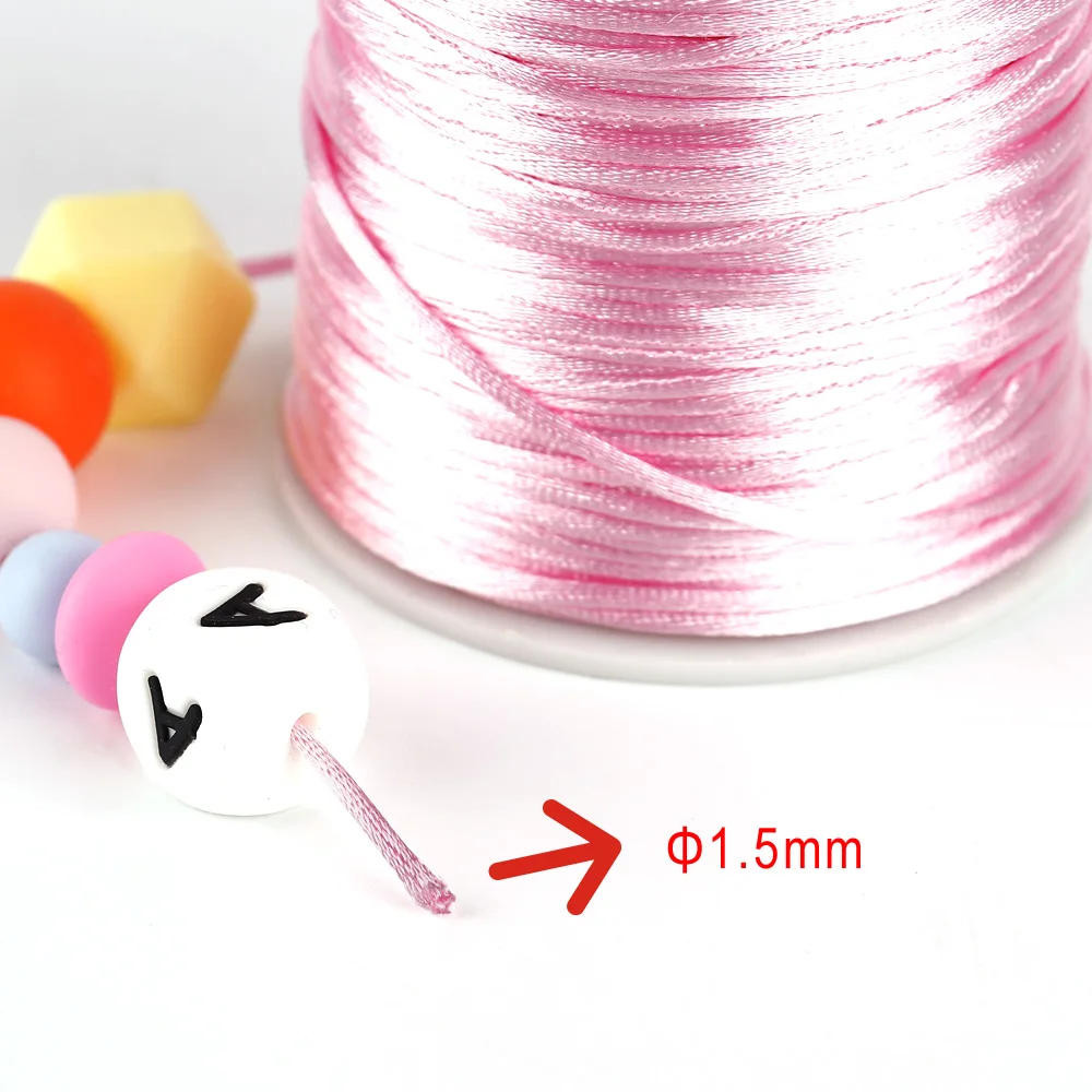 TYRY.HU 80 meter Baby Chewable Necklace Accessories 1.5mm Satin Silk Nylon Cord for Silicone Teething Pacifier Chain DIY Tools