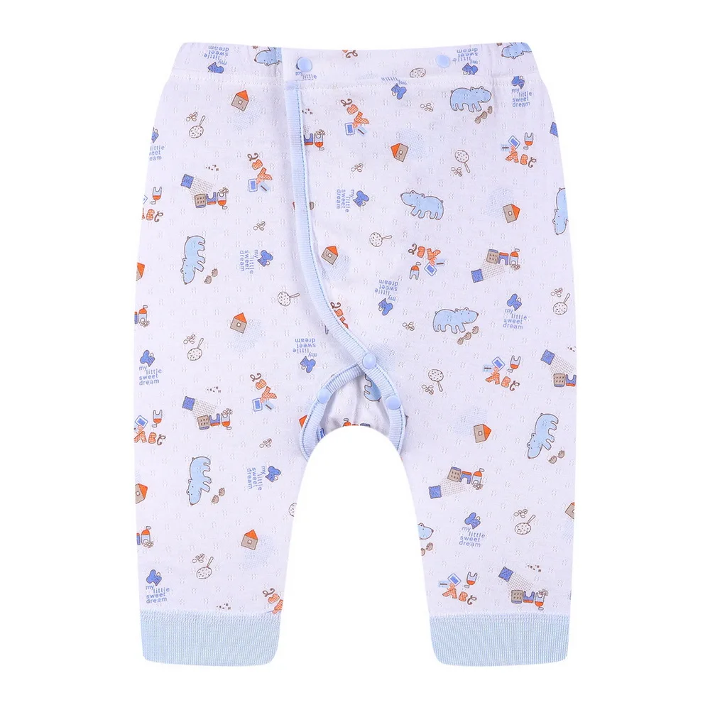 Light Blue Штаны для новорожденных мальчиков и девочек; зимняя теплая одежда из хлопка; удобная одежда с рисунком фантастических животных на пуговицах; штаны для малышей; D30 - Цвет: Light Blue