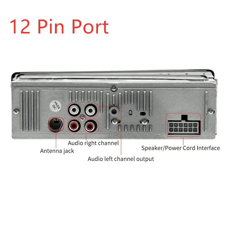 12 pin port Автомобильный мультимедийный плеер TOSPRA, Bluetooth, Авторадио, MP3 плеер, автомобильный стерео радио, FM, Aux вход, приемник, USB, JSD-520, 12 В, в тире, 1 din - Цвет: 12 pin port