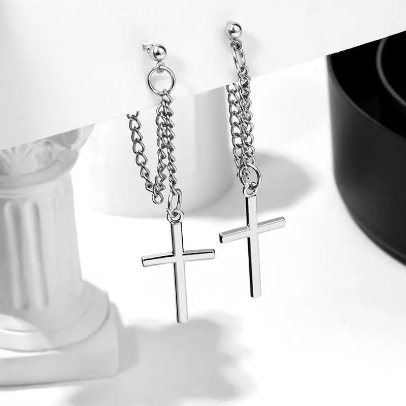 Cross Drop Statement Earrings For Women 