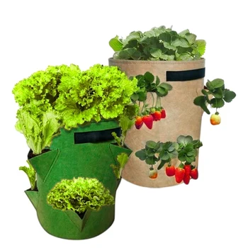 

3/4/6/8 Pockets Fabric Grow Pot Felt Garden Grow Bag Vegetable Pots Home Fabric Grow Bags Garden Tools Strawberry Garden Bag