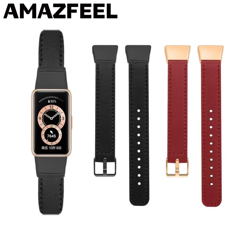 

For Huawei Band 6 Strap Genuine Leather Smart Watch Wrist Belt for Honor Band 6 Bracelet Wristband Replacement Band Accessories