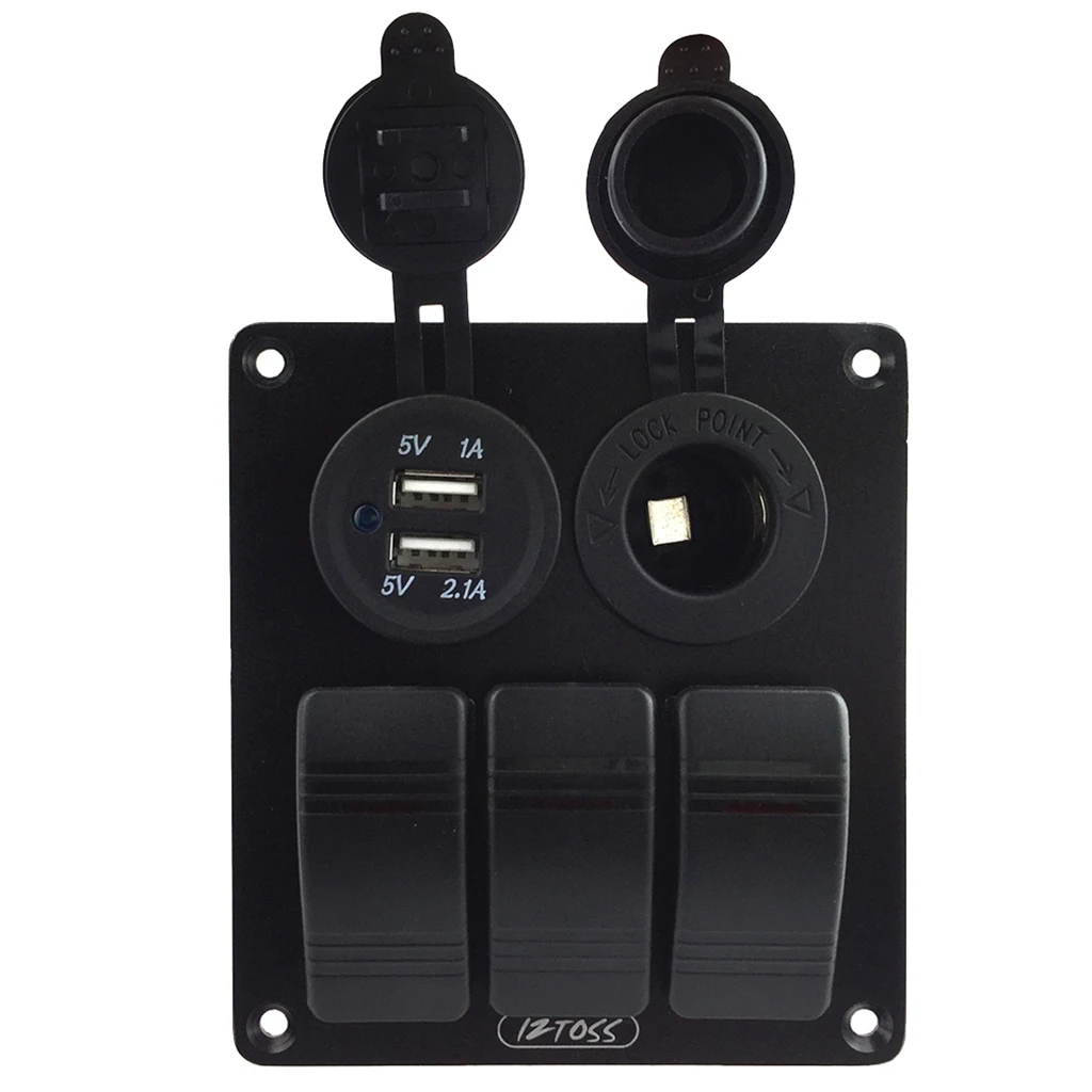 3 банда кулисный переключатель панель W/12 V-24 V двойной USB розетка зарядное устройство