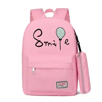 

2020 3pcs Women Backpack Set Cartoon Balloon Pattern Canvas School Shoulder Bag Travel Cute Rucksack Laptop Daypack