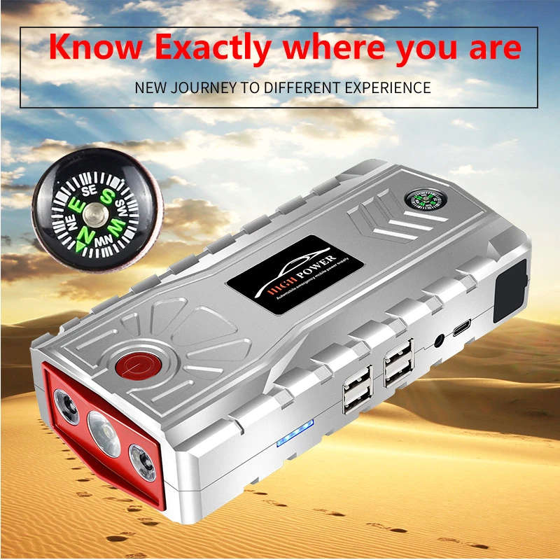 12V Car Jump Starter 800A Starting Device Charger 28000mAh Pover Bank 4 USB Power Bank For iPhone 12 Car Battery Booster Buster power bank 30000mah