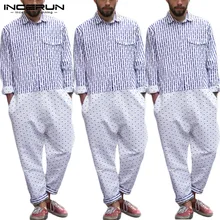 INCERUN, модный Мужской винтажный комбинезон в стиле пэчворк с отворотом и длинным рукавом, мешковатая Уличная Повседневная Мужская рабочая одежда, Комбинезоны для бега