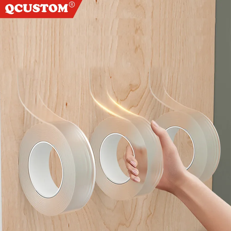 

QCUSTOM Multifunctional Gadget Adhesive-Tape Glue Traceless Nano-Free Double- Side Reusable 1/2/3/5m Nano Traceless Strong Tapes