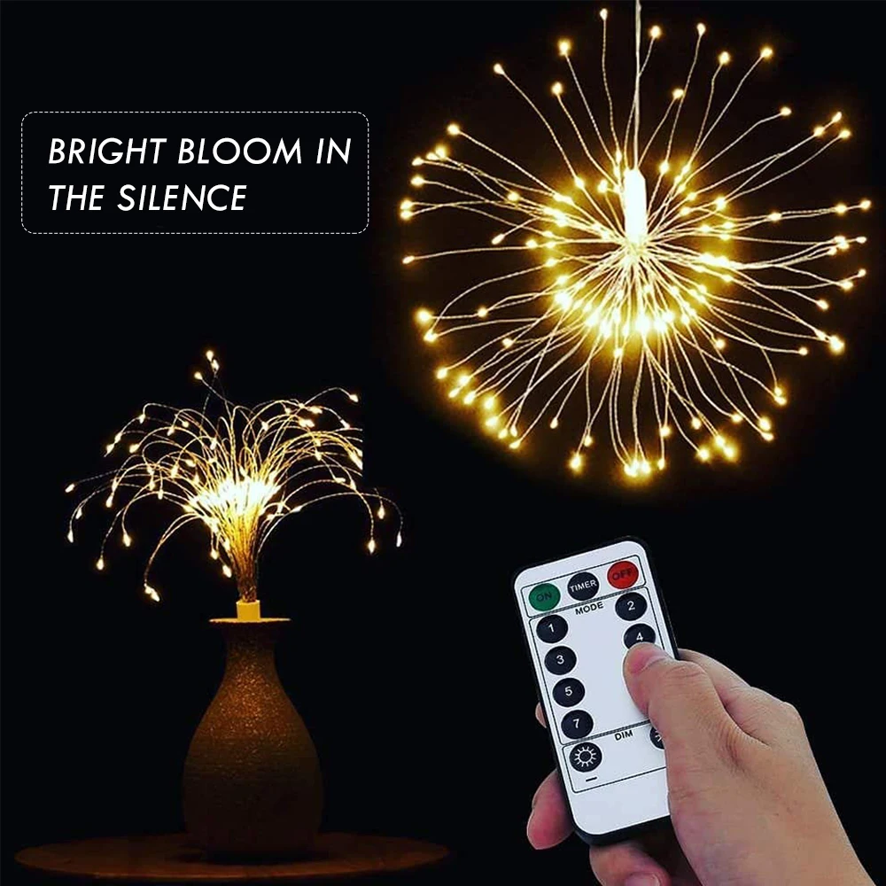 DIY 100/150/180 светодиодный фейерверк взрыв звезды рождественские китайские фонарики с дистанционным управлением 8 режимов подвесной Starburst светодиодный гирлянда