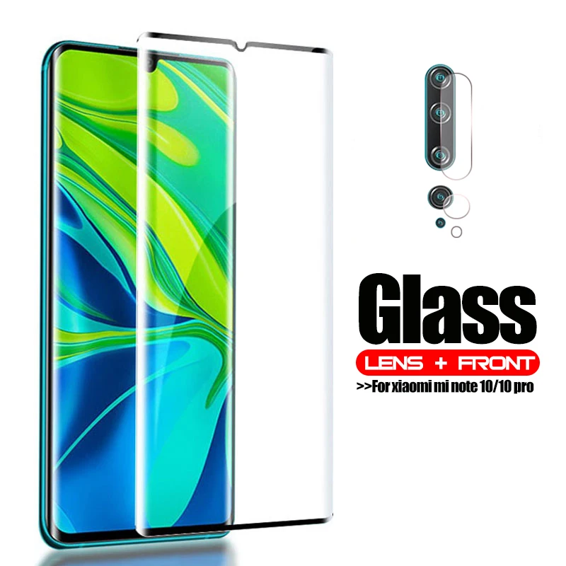 

2 in 1 protective Glass For xiaomi mi note 10 pro camera lens screen protector on xiomi mi note 10 note10 note10pro 10pro Film