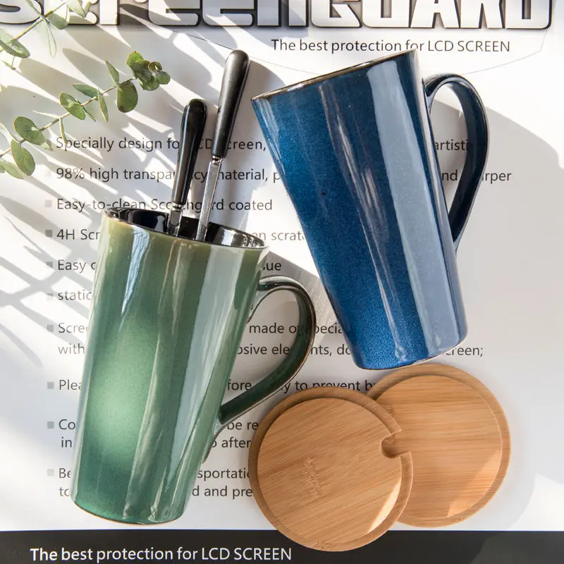 Кружка с большой емкостью персонализированная керамическая чашка крышкой и