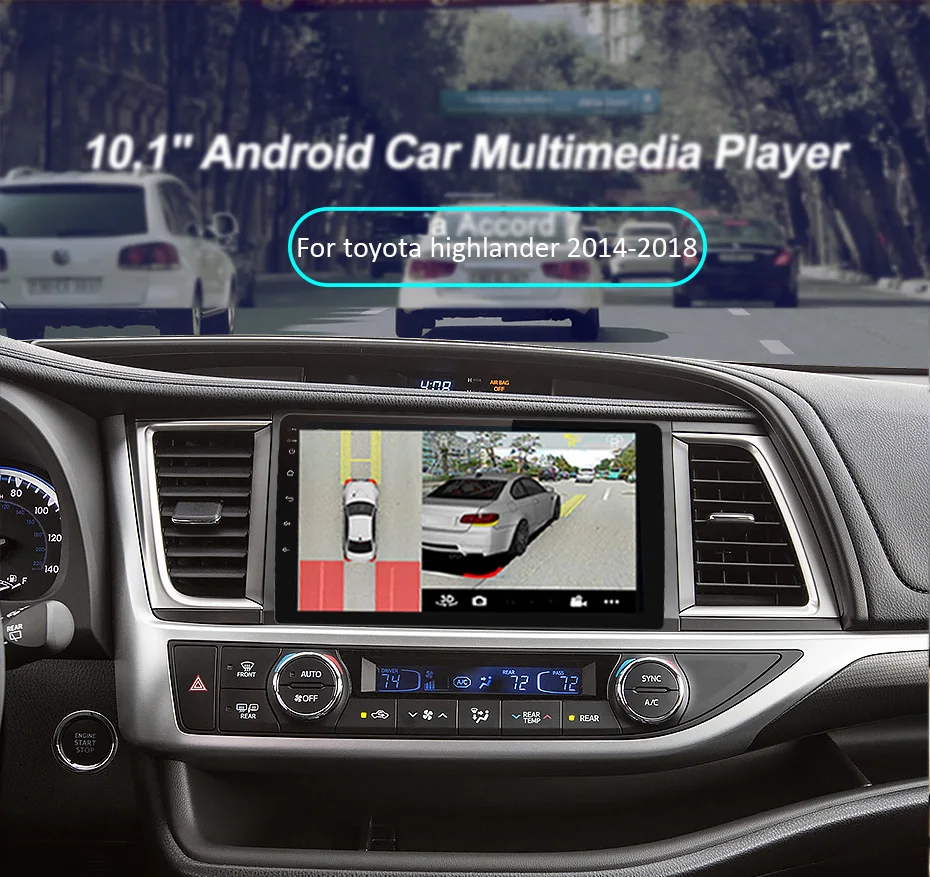 Для Toyota Highlander- Android 7,0 6core 360 панорамный бесшовный 4-канальный видеорегистратор AHD камера автомобильное радио gps с DSP