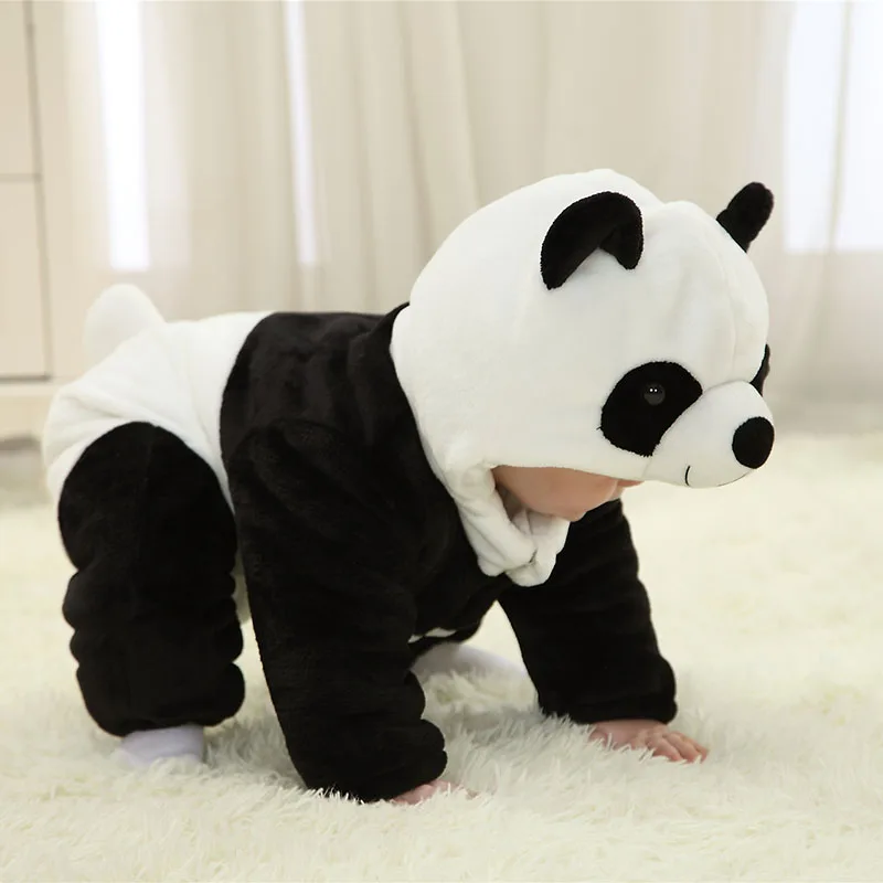 Baby Thicken Cotton Panda Kigurumi Pajamas Clothing Newborn Infant Romper Onesie Animal Anime Costume Hooded Winter Jumpsuit