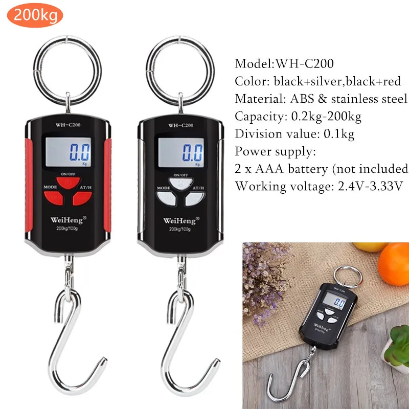 Crane Scale portable scale digital scale weighing tools hanging scale 300kg 150kg 200kg 500kg Heavy Duty Hanging Hook Scales Digital High Accurate Weight Tool LCD Display