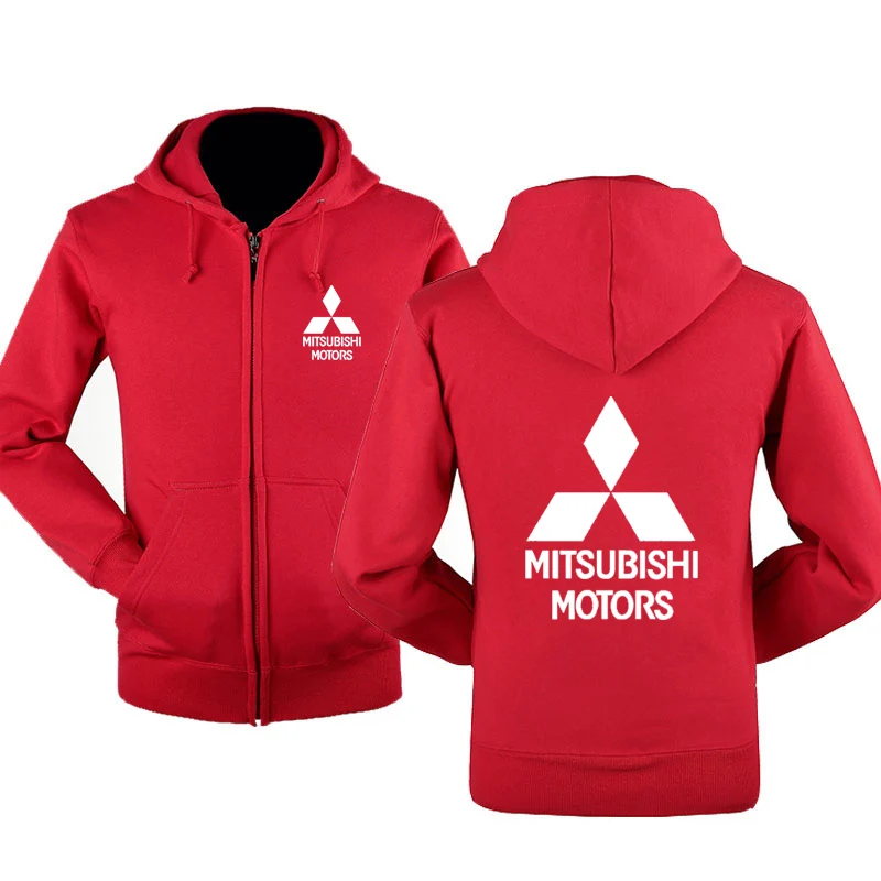 Новая модная толстовка с логотипом Mitsubishi, мужские толстовки на весну и осень, флисовая хлопковая куртка на молнии в стиле хип-хоп, Harajuku, мужская одежда - Цвет: Красный