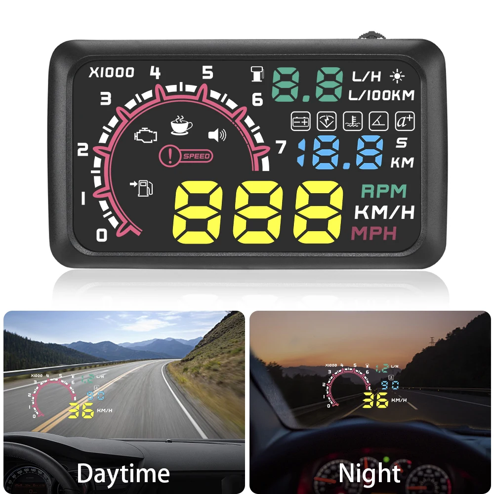Универсальный 5,5 дюймов Автомобильный HUD Дисплей OBDII Интерфейс 5," км/ч и миль в час) или Скорость Предупреждение Системы бортового компьютера