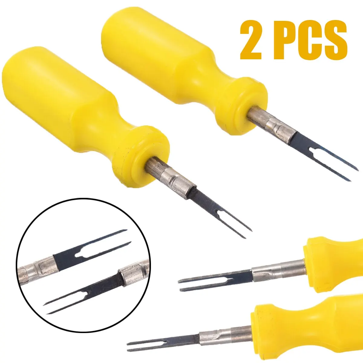 2PCS 3mm + 2mm Car Wiring Connector Pin Release Extractor Puller Auto Terminal Removal Tool with Plastic Handle Kit For Audi