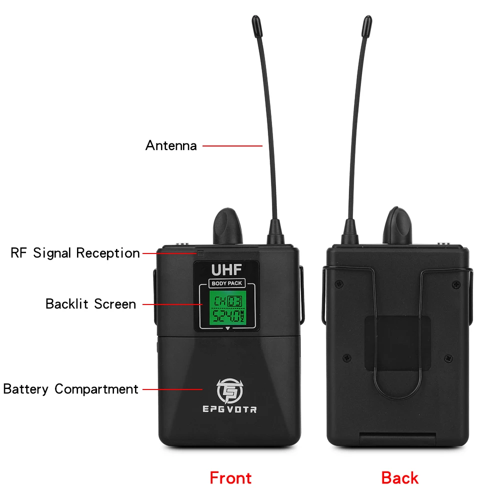 EPGVOTR – système de Microphone sans fil UHF à 4 canaux, avec 2