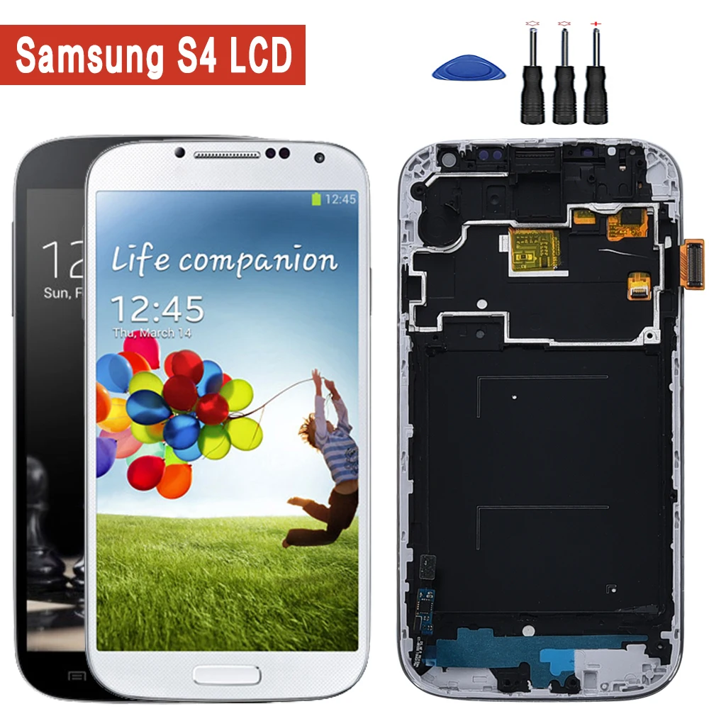 AAA + 5 0 ''ЖК дисплей для SAMSUNG Galaxy S4 ЖК с рамкой GT i9505 i9500 i9506 i9515 i337 сенсорный экран