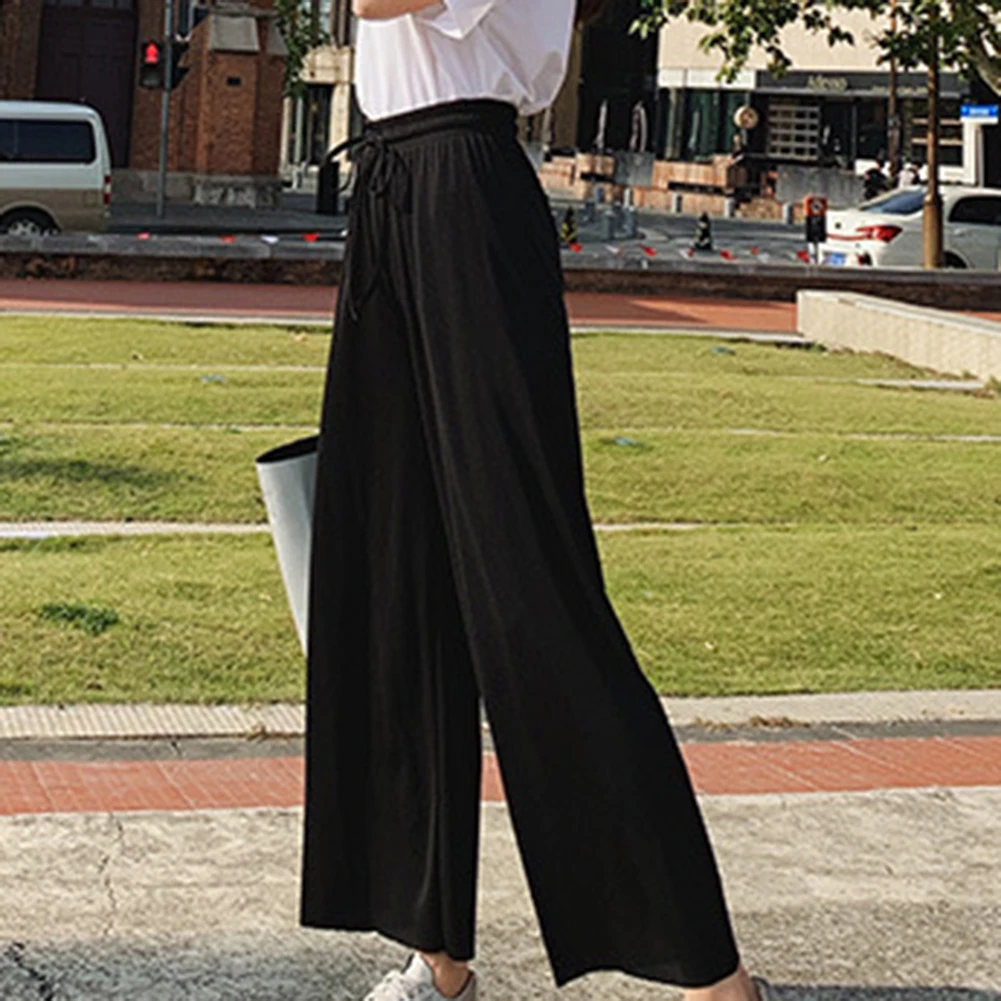 Широкие брюки, Ulzzang, Женские однотонные брюки с высокой талией, плиссированные, свободные, повседневные, элегантные, для женщин, корейский стиль, шикарные, школьные, повседневные, для девочек