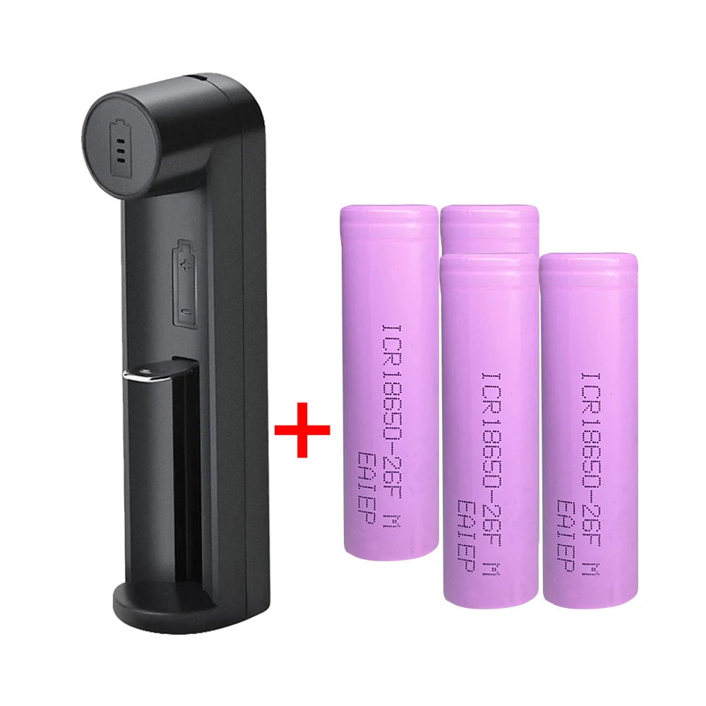 

18650 battery 3.7V 2600mAh rechargeable lion battery for Led flash light battery + USB charger for 14500 18650 battery
