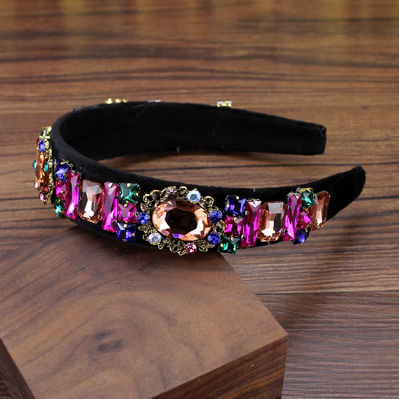 Hair Accessory Jewelry Accessories Sparkly Colorful Crystal Vintage Headband Diamante Baroque Hairband for Women Girls Luxury Hair Jewelry Rhinestone Accessories