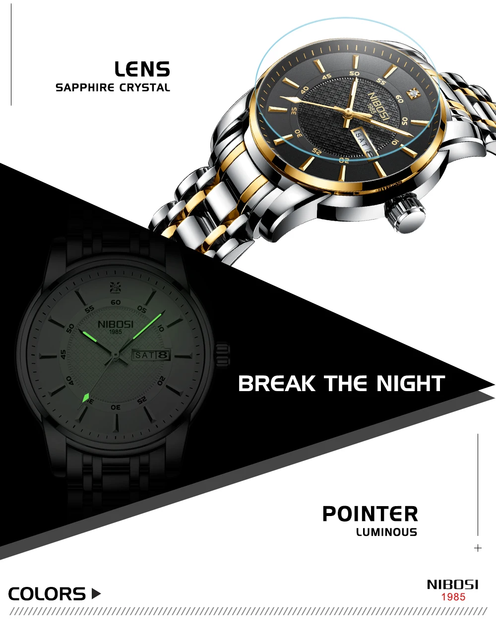Relogio Masculino NIBOSI Brand Design Men Watch Waterproof Stainless Steel Sports Quartz Watches For Men Relojes Para Hombre