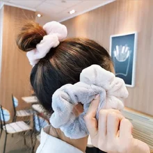 

2022 Winter Soft Cute Plush Scrunchie Women Girls Elastic Accessories Hair Rubber Bands Hair For Hair