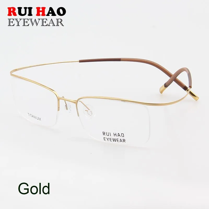 gold Классические деловые очки, мужские Модные титановые оправа для очков при близорукости, полуоправы, оправа для очков, бренд oculos gafas - Цвет оправы: gold