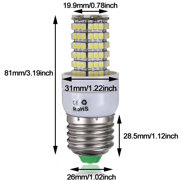 E27 5W 120 SMD 3528 светодиодный чистый белый энергосберегающий свет лампы