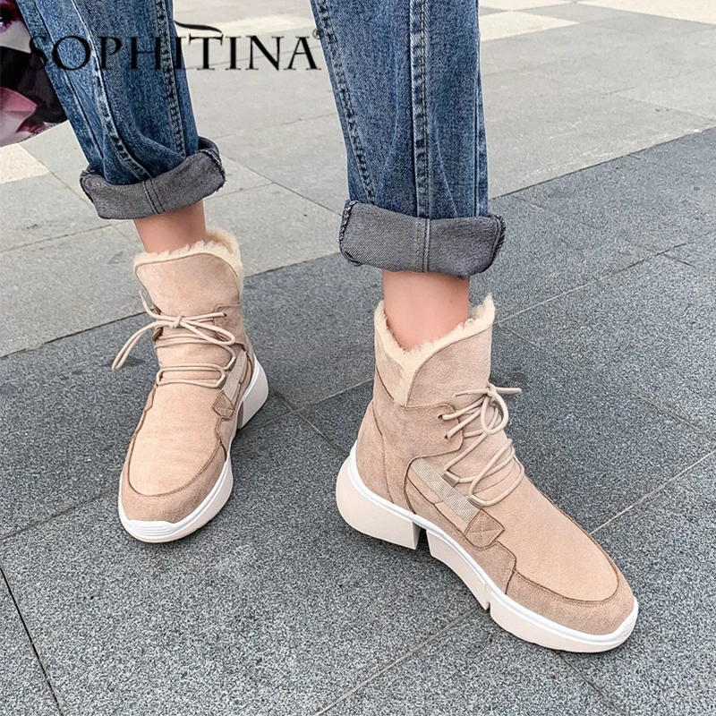 SOPHITINA/модные зимние ботинки Высококачественная обувь из коровьей замши Удобная