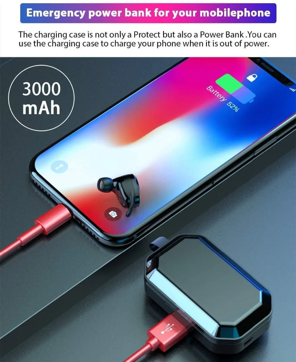 T9 TWS беспроводные Bluetooth наушники X6 9D стерео наушники гарнитура IPX7 водонепроницаемый 7000 мАч светодиодный внешний Смарт-аккумулятор держатель для наушников