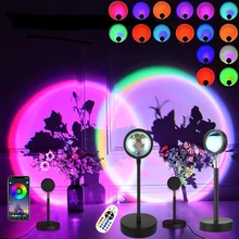 Lampe Led intelligente en forme de coucher de soleil, Bluetooth, projecteur USB, veilleuse avec télécommande, application, décoration de chambre, cadeaux de photographie