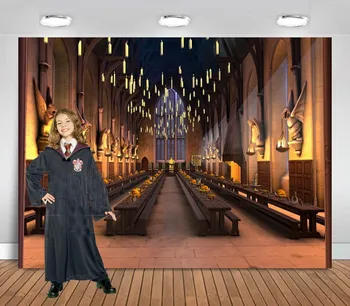 

Harry-girl Magic school hogwarts castle candle restaurant dinner Potterl birthday backdrop High quality print party background