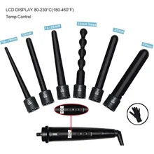 Взрывной стиль ЖК-дисплей жидкокристаллический дисплей 6 в 1 трубка чейнджер щипцы для завивки многофункциональная головка бигуди комбинированные бигуди для волос