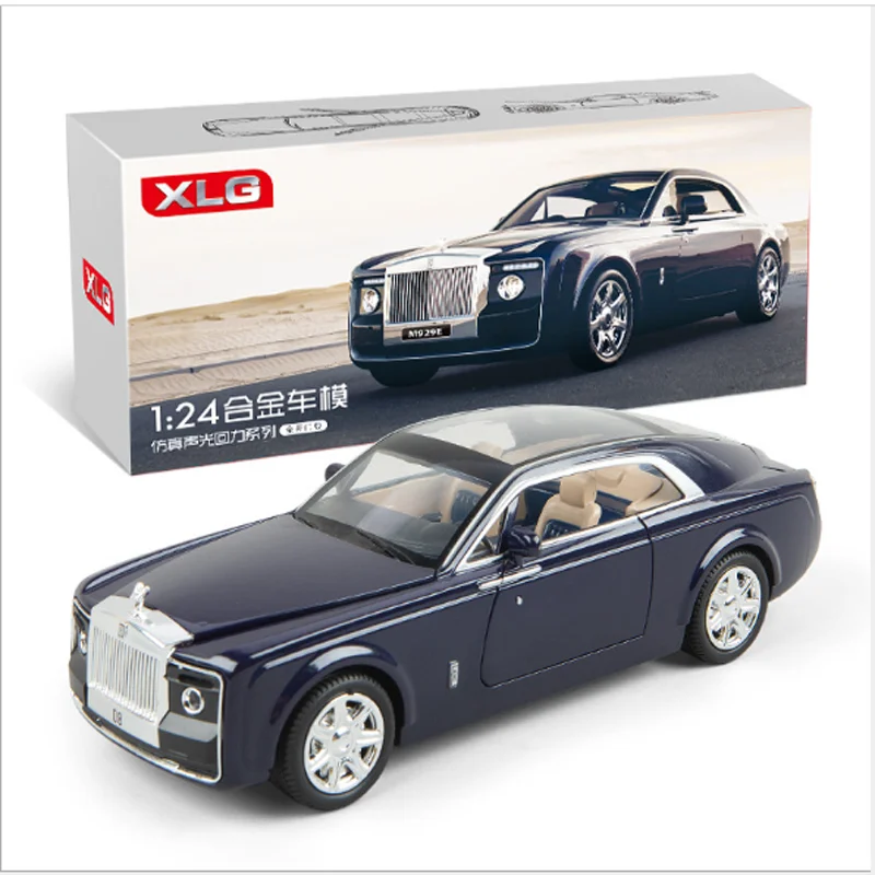 1:24 литье под давлением, модель автомобиля Rolls Royce Huiying, металлическая игрушка, игрушечное колесо, имитирующий звук, светильник, оттягивающий назад, коллекция автомобилей, детский - Цвет: Белый